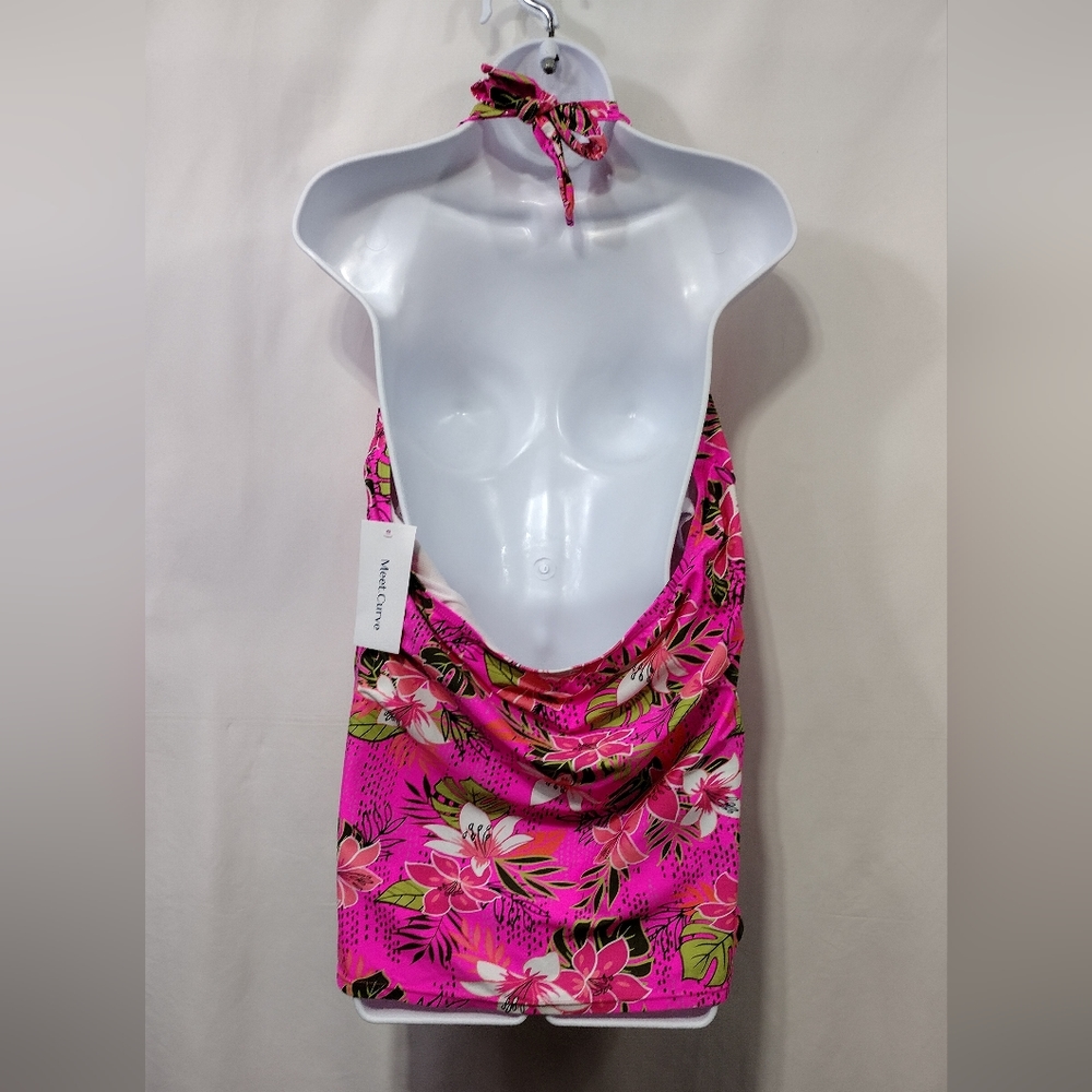 NWT Meet Curve Floral Swim Top Women's 4XL Pink Barbiecore Cottagecore Beach - Picture 4 of 8